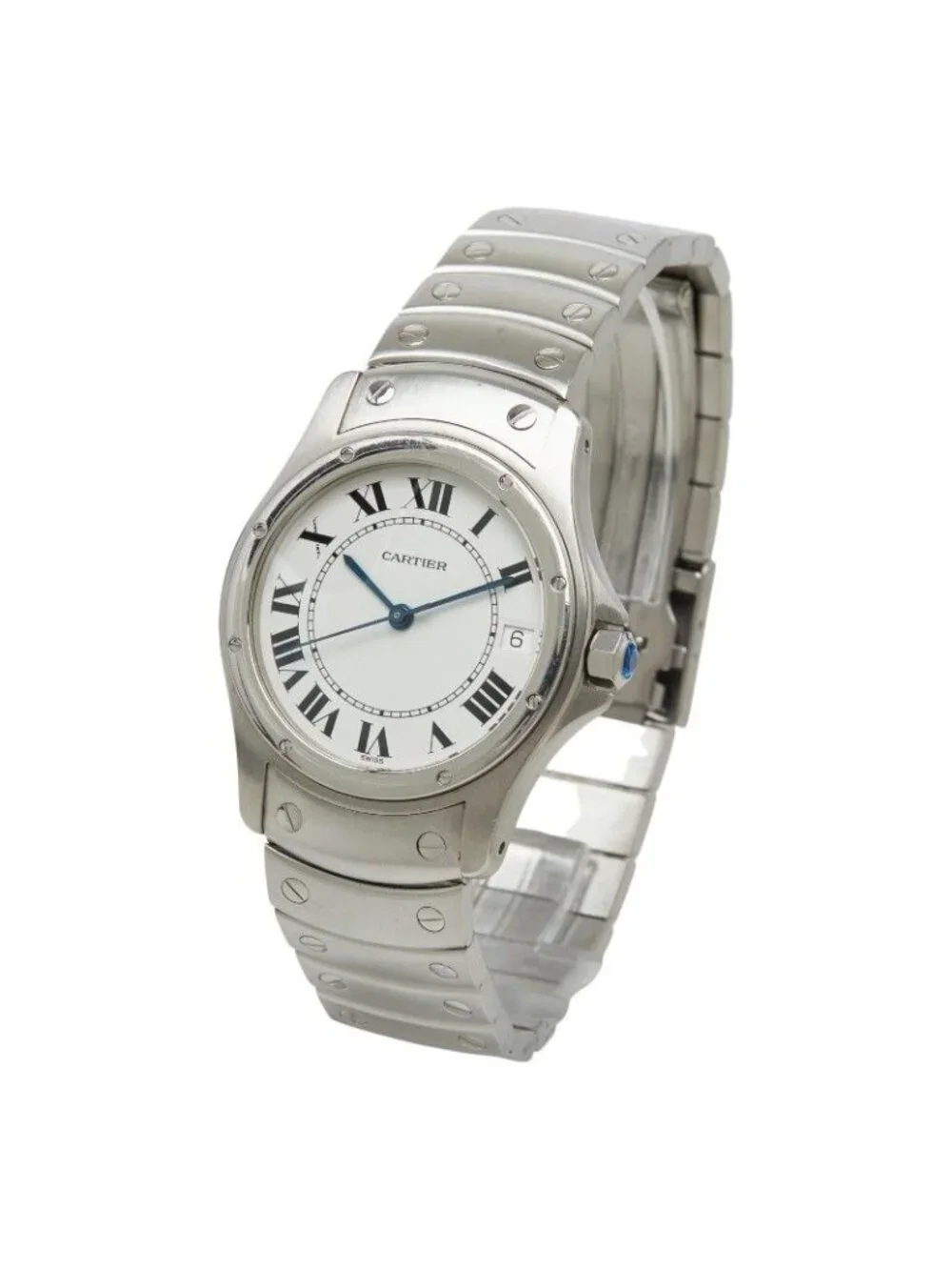 Cartier Santos Ronde Watch LM White Silver Stainless Steel